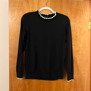 Talbots Black Pullover With White Trimmed Collar And Sleeves NWT Size Small